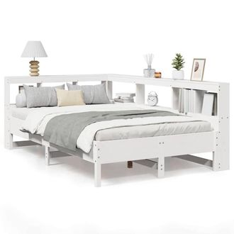 Berkfield Home Bookcase Bed without Mattress White 120x200 cm Solid Wood Pine | Size: Small Double