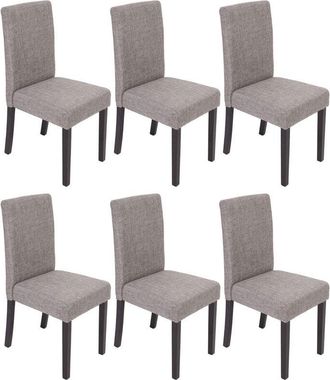 Hhg Hhg - Lote De 6 Sillas De Comedor Silla De Cocina Littau, Textil, Gris, Patas Oscuras