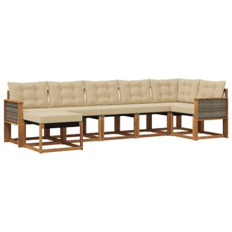 vidaXL Conjunto De Sof&aacute;s De Exterior Con Coj&iacute;n 7 Pcs Natural Y Beige Vidaxl