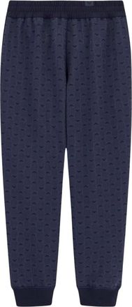 Emporio Armani Broeken, Heren, Blauw, S, Katoen, Blauwe loungewear met micro-logo ontwerp