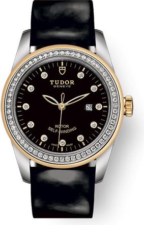 Tudor Glamour Date Automatic Diamond Black Dial Ladies Watch 53023-0041