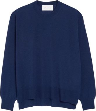 Ami Ami de Coeur Crewneck Sweater - Heren - Ronde hals truien - Blauw - M - Wol - Truien & Vesten