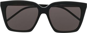 Saint Laurent Eyewear logo-plaque detail sunglasses - men - Acetate - 56 - Black