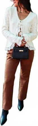 Astr Lacey Tie Front Cardigan In White