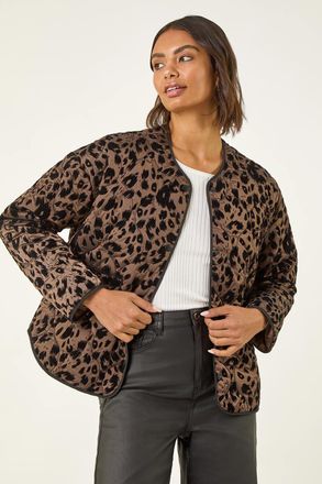 Roman Animal Print Flock Quilted Jacket