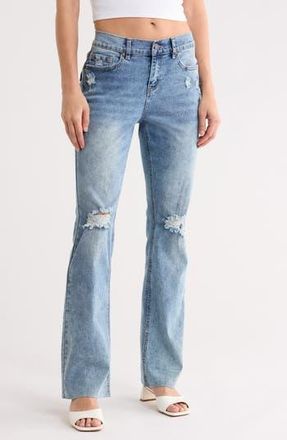 Madden Girl Distressed Bootcut Jeans in Light Wash at Nordstrom Rack, Size X-Large