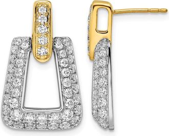 Diamond2Deal 14k Two-Tone Gold 1 3/4 ct Lab Grown Diamond Fancy Dangle Earrings VS Clarity, D-E Color