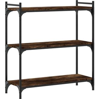 vidaXL Vidaxl - Librer&iacute;a 3 Estantes Madera Ingenier&iacute;a Roble Ahumado 80x30x86 Cm