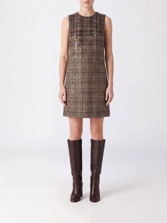 Brunello Cucinelli Mini abito a tubino in lana e alpaca check con paillettes