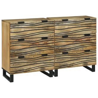 Berkfield Home Sideboards with Drawer with Storage 2 pcs Brown Medium Solid mango wood