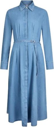 Liu Jo Denim overhemdjurk met strass knopen - Dames - Shirt Kleedjes - Blauw - M - Denim - Kleedjes