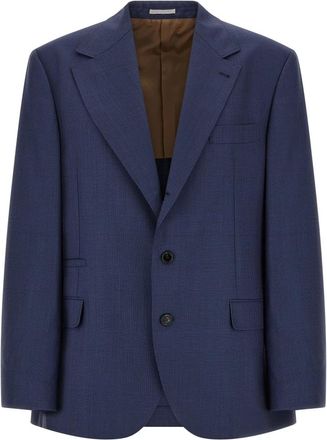 Brunello Cucinelli Prince of Wales Blazer - Heren - Business blazers - Blauw - 3XL - Wol - Kostuums