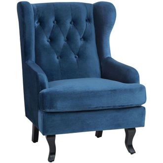 Beliani Beliani - Poltrona in tessuto vellutato blu scuro Alta