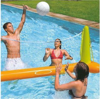 Trade Shop Trade Shop - Gioco Volleyball Pallavolo Rete Gonfiabile E Pallone Da Piscina 239 X 64 X 91 Cm