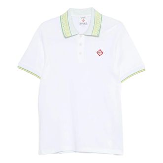 Casablanca Polo Shirts, male, White, Size: 2XL Pique Polo