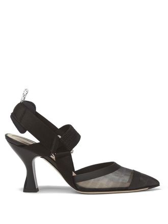 Fendi Hummingbird Leather And Mesh Slingbacks Shoes
