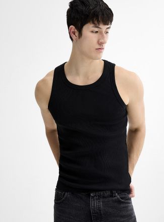 Le 31 Mens Finely ribbed stretch Tank Top Slim fit