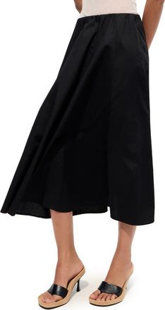 Mango Flared Cotton Midi Skirt in Black at Nordstrom, Size Xx-Small