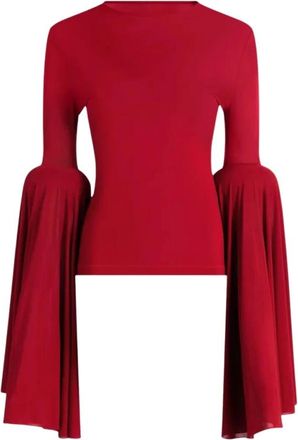 Jean Paul Gaultier Jersey de cuello redondo con fruncido - Tops - Mujer - Rojo - M