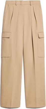 Sportmax Verbas Broek - Dames - Wijde Broeken - Beige - 2XS - Katoen - Broeken