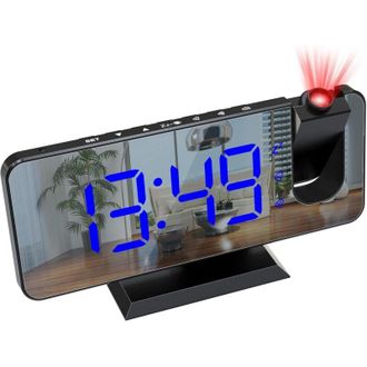 OEM (texto Azul) Despertador Con Proyector De Techo, Radio Despertador Con Proyecci&oacute;n De Techo, Con Pantalla De Espejo, Indicador De Temperatura, Puerto U