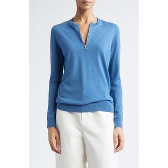 Nellie Partow Mallory Half Zip Sweater in Cerulean at Nordstrom, Size X-Small