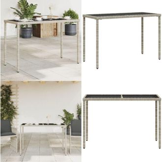vidaXL Tavolo Giardino Piano Vetro Grigio Chiaro 115x54x74 Polyrattan - Tavolo in vetro - Rattan PE