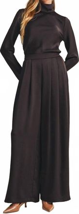 Mustard Seed Martica Wide Leg Matte Satin Pants In Dark Chocolate