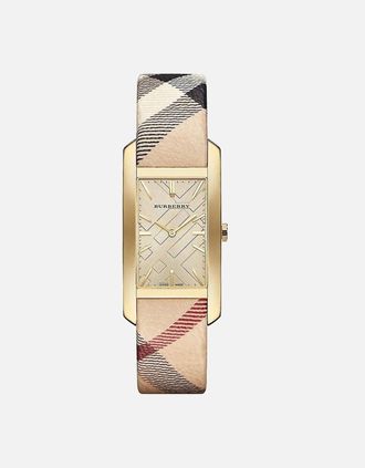 Burberry Womens Burberry BU9407 25mm Gold Case Leather Ladies Watch - White