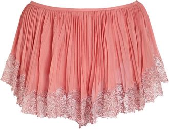 Saint Laurent Lace-trim Silk-georgette Shorts - Pink - 38 (UK10 / S)