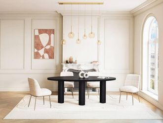 Vente-Unique 8-Seater Dining Table In Ash Wood Veneer - Black - FALYN