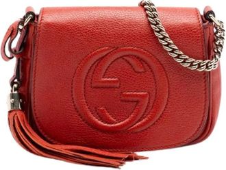 Gucci Pre-owned Cross Body Bags, female, Orange, Size: ONE SIZE Pre-owned Chain-Link Flap Crossbody Bag