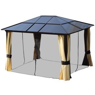 OUTSUNNY 3 x 3.6m Gazebo Brown black - Brown - Beige | TJ Hughes