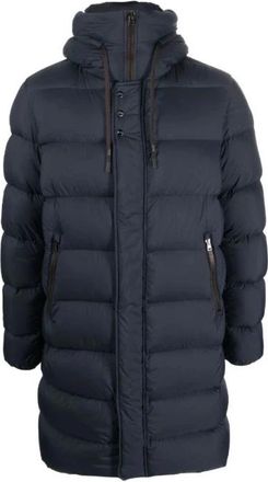 Herno Blauwe Gewatteerde Hoodiejas - Heren - Parka Jassen - Blauw - XL - Polyester - Jassen