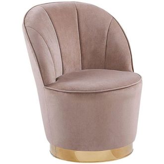 Beliani Poltrona in Velluto Beige Gambe in Metallo Forma Rotonda Aspetto Moderno Alby