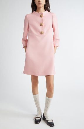 Valentino Garavani Crystal Button Crepe Couture Minidress in Pale Rose at Nordstrom, Size 4 Us