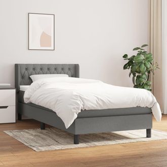 vidaXL Cama Box Spring Con Colch&oacute;n Tela Gris Oscuro 100x200 Cm Vidaxl