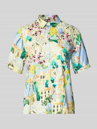 Milano Milano Italy Regular Fit Bluse im Allover-Look in Hellblau, Gr&ouml;&szlig;e 36