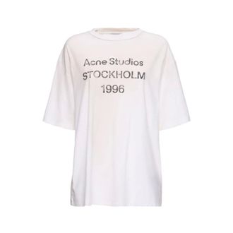 Acne Studios White Logo Print Crew Neck T-shirt