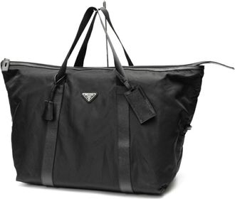 Prada Black Fabric Leather Boston Bag (Pre-Owned)
