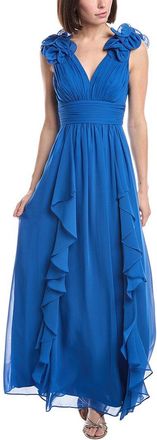 Eliza J Ruffle Strap Pleated Gown