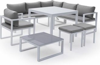 Happy Garden Happy Garden - Set di mobili da giardino modulari ibiza in tessuto grigio per 7 persone - alluminio bianco