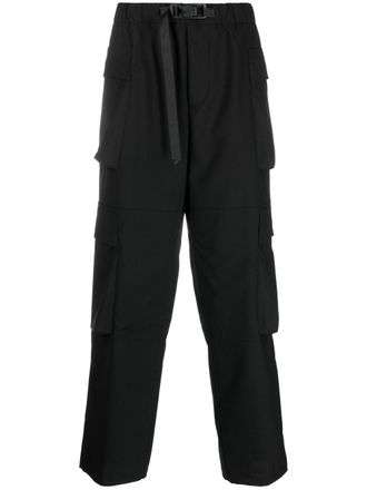 BONSAI buckle-fastening belted cargo trousers - Black