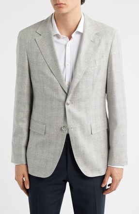 BOSS Jeff Regular Fit Grey M&eacute;lange Silk & Wool Sport Coat in Silver at Nordstrom, Size 42