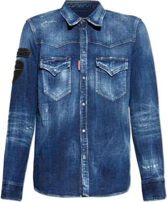 Dsquared2 X Ducati - Heren - Spijkeroverhemden - Blauw - M - Denim - Overhemden