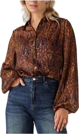Amaya Amsterdam Dames, Blouses & Shirts, Bruin, Maat: M Wol
