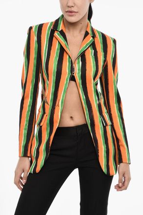 Dsquared2 Blazer a Righe con Tasca ad Aletta e Dettagli Cut Out Dsquared2