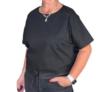 Entro Waist Tie Dolman Top In Black