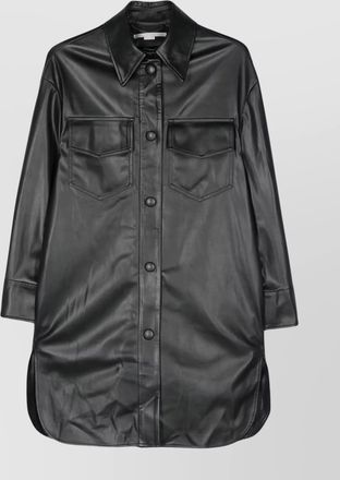 Stella McCartney oversized faux leather shirt with chest pockets
