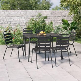 Berkfield Home 7 Piece Garden Dining Set Anthracite Steel